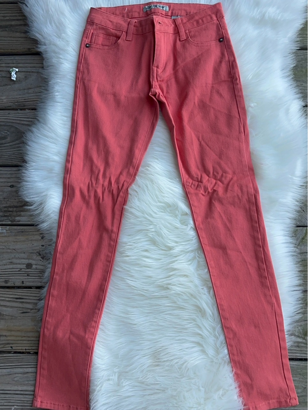 Stretch Skinny Pants in Salmon Coral